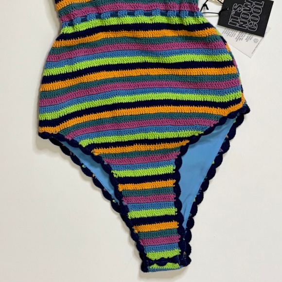 NWT!! FREE PEOPLE It's Now Cool the Crochet Tie One Piece Swimsuit Medium Large - Picture 5 of 16